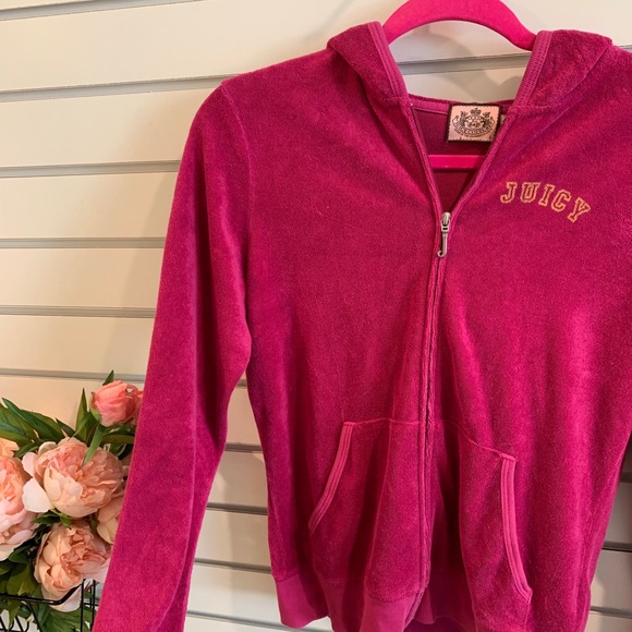 Juicy Couture terry cloth zip up raspberry color - Picture 5 of 13
